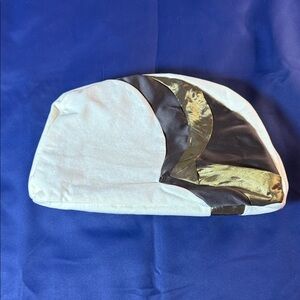 Handmade Elegant Cream and Bronze Zipper Pouch